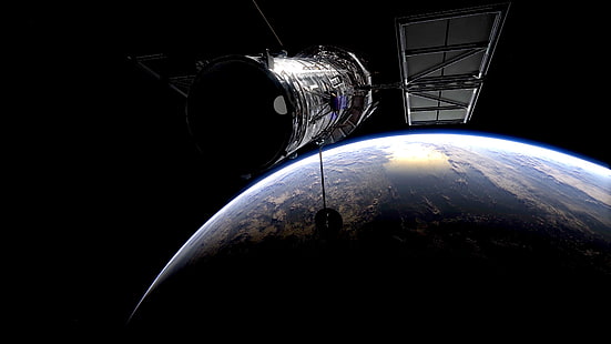 атмосфера, спутник, земля, планета, космос, вселенная, хаббл, телескоп, космический телескоп, HD обои HD wallpaper