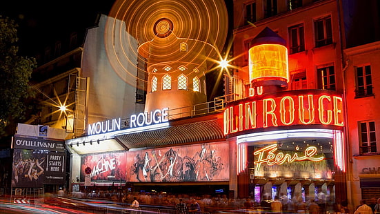 moulin rouge, cabaret, paris, europe, france, city, HD wallpaper HD wallpaper