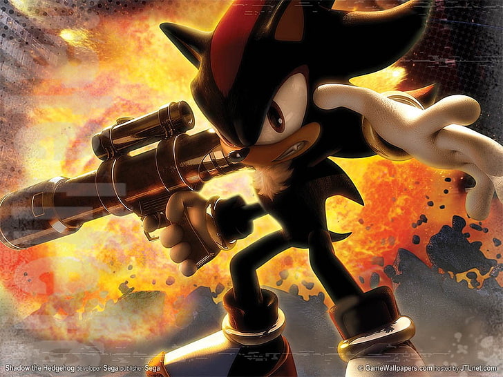 Sonic the Hedgehog, Shadow the Hedgehog, explosion, gun, edgy, videospel, HD tapet