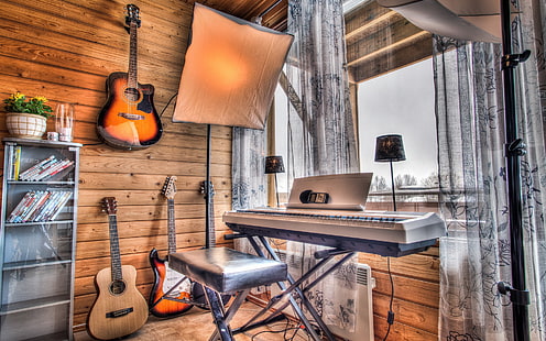 音楽、背景、ギター、楽器、 HDデスクトップの壁紙 HD wallpaper