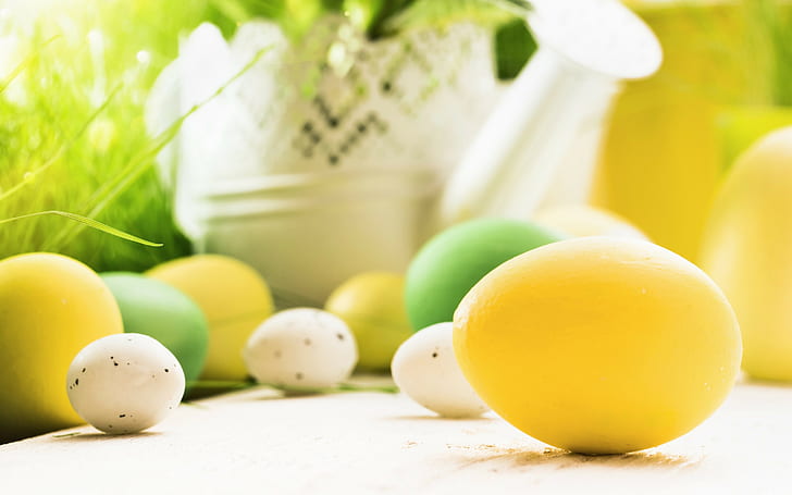 Decoration, spring, flowers, assorted egg lot, spring, flowers, Happy, decoration, Easter, eggs, Easter eggs, HD wallpaper