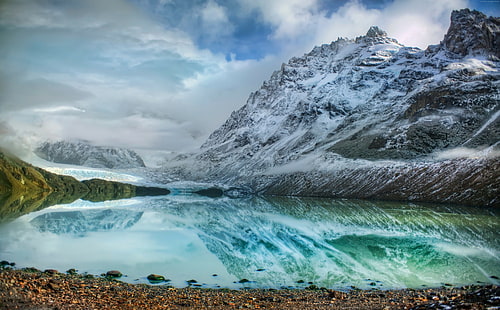 резервация, почивка, 8k, планини, езеро, сняг, пътуване, ваканция, езеро Issyk-Kul, Киргизстан, 4k, HD тапет HD wallpaper