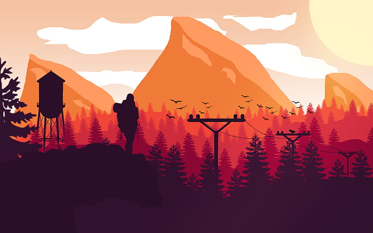 Berge, Firewatch, Minimalismus, Landschaft, Wandern, HD-Hintergrundbild