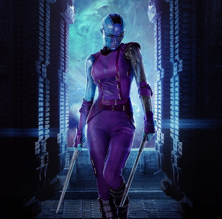 Nebula - Guardians Of The Galaxy 2014 Film, postać kobiety w fioletowym kostiumie, Filmy, Inne filmy, Mgławica, Superbohater, Film, Film, 2014, strażnicy galaktyki, Karen Gillan, Tapety HD