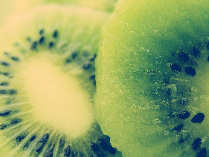 Green Fruits Kiwi Gallery, two kiwi slices, fruits, gallery, green, kiwi, HD wallpaper