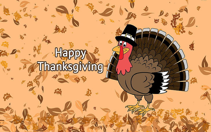 Wishing Everyone A Very Happy Thanksgiving, turkey, thanksgiving, leaves, autumn, holiday, 3d and abstract, HD wallpaper