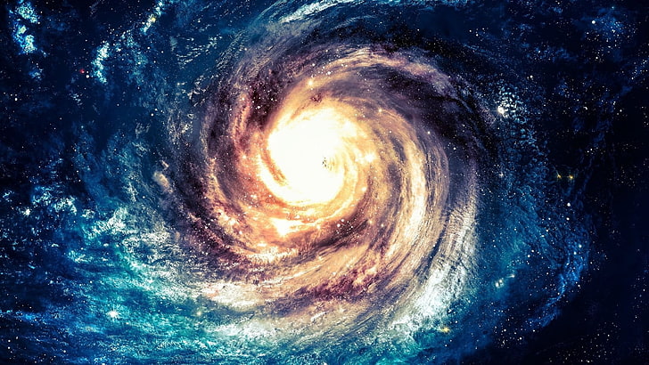 spiral galaxy, space, stars, nebula, galaxy, space art, spiral galaxy, spiral, HD wallpaper