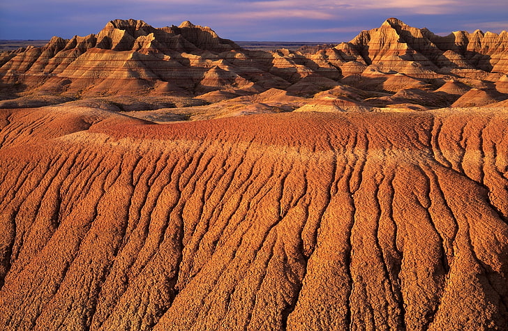 Morning Light On Eroded Formations Badlands ..., wallpaper dunas de areia, Natureza, Deserto, Luz, Manhã, Nacional, Parque, Corroído, Formações, Badlands, HD papel de parede