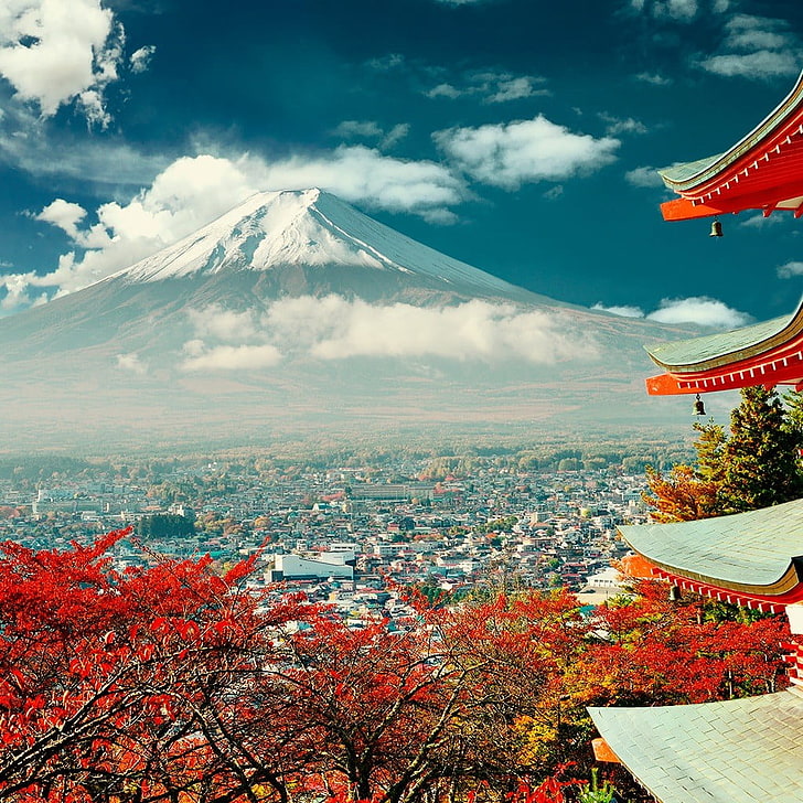 Mont Fuji, Japon, montagnes, paysage, nuages, Asie, Fond d'écran HD