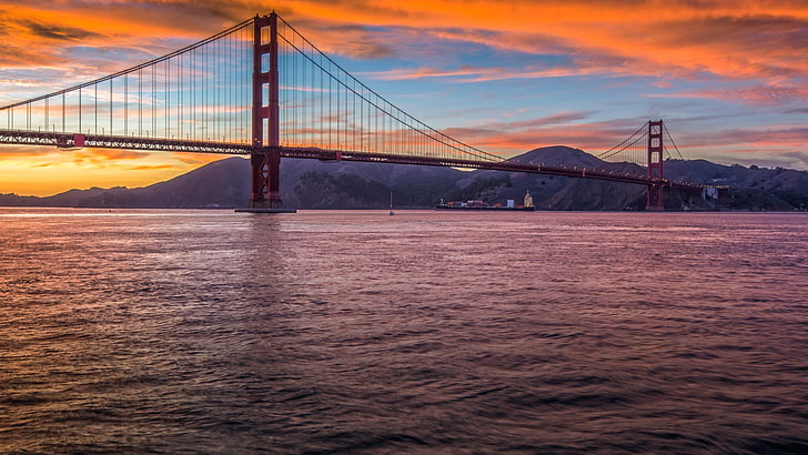 tenda a baldacchino nera e gialla, HDR, Golden Gate Bridge, USA, cielo, Sfondo HD