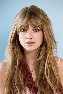 Taylor Swift, mulheres, cantora, olhos azuis, cabelos longos, fundo azul, gradiente, HD papel de parede HD wallpaper