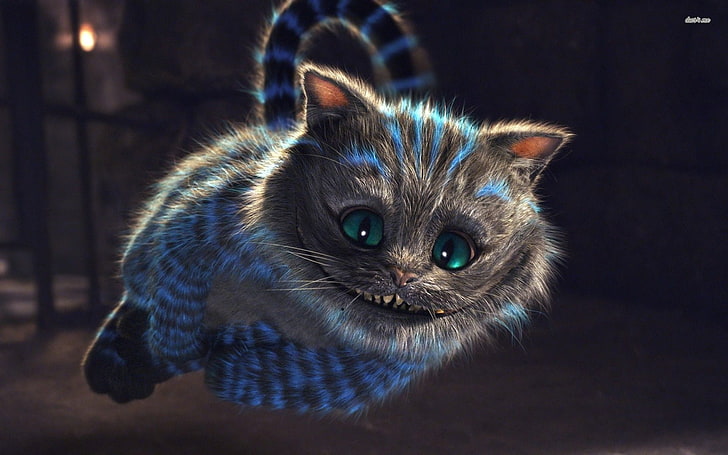 cat, smiling, Cheshire Cat, Alice, Alice in Wonderland, HD wallpaper