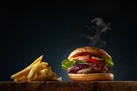 Mat, Burger, pommes frites, HD tapet HD wallpaper