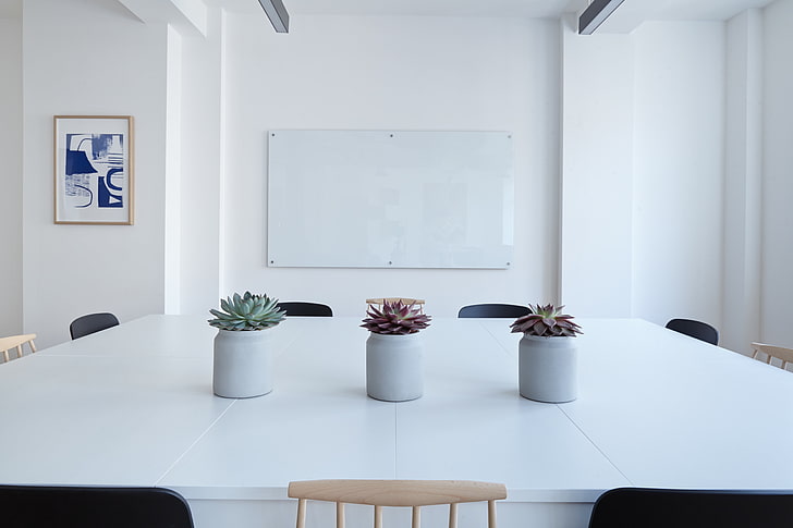 mesa, escritório, flores, HD papel de parede