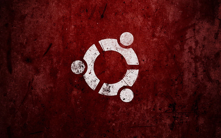 Ubuntu Red, okrągłe czerwono-białe logo, komputery, Linux, czerwone, linux ubuntu, Tapety HD