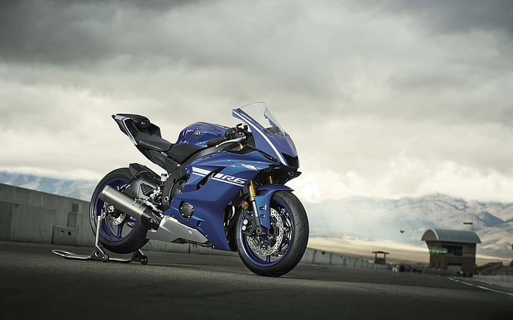 Yamaha R6, véhicule, moto, bleu, Fond d'écran HD