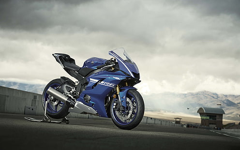 ياماها R6 ، مركبة ، دراجة نارية ، أزرق، خلفية HD HD wallpaper