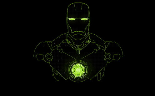Iron Man, sztuka cyfrowa, minimalizm, czarne tło, Marvel Comics, Tapety HD HD wallpaper