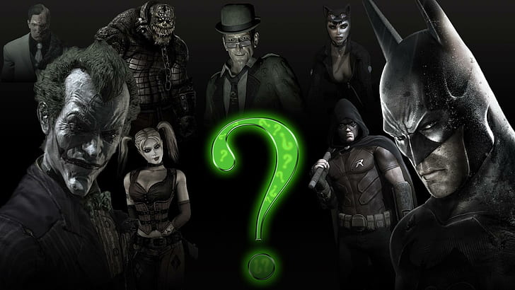 Arkham City, batman movie characters, batman, joker, riddler, catwoman, games, HD wallpaper