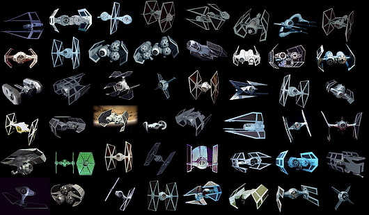 farbige Star Wars Space Ship Collage-Tapete, Star Wars, TIE Fighter, TIE Bomber, TIE Interceptor, TIE Phantom, TIE Defender, Krawatte, TIE Advanced, HD-Hintergrundbild HD wallpaper