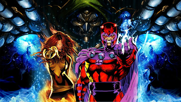 Doctor Doom Magneto Phoenix Marvel HD, cartoon/comic, marvel, doom, doctor, phoenix, magneto, HD wallpaper