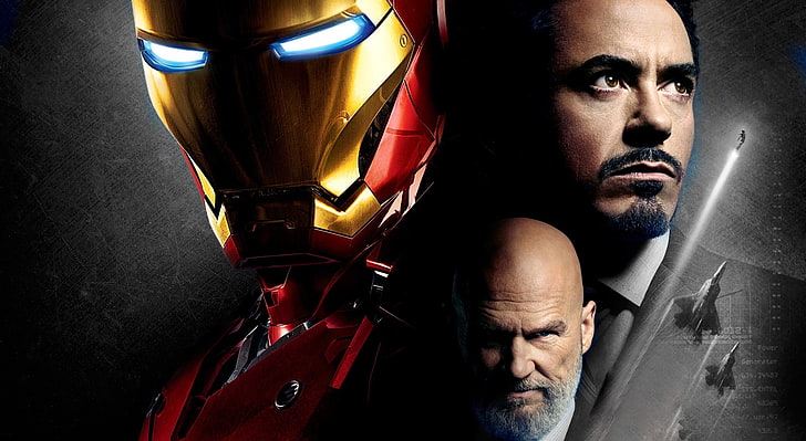 Iron Man i Obadiah Stane, plakat filmowy Iron Mana, filmy, Iron Man, Superbohater, Tony Stark, Obadiah Stane, Jeff Bridges, Robert Downey, Tapety HD