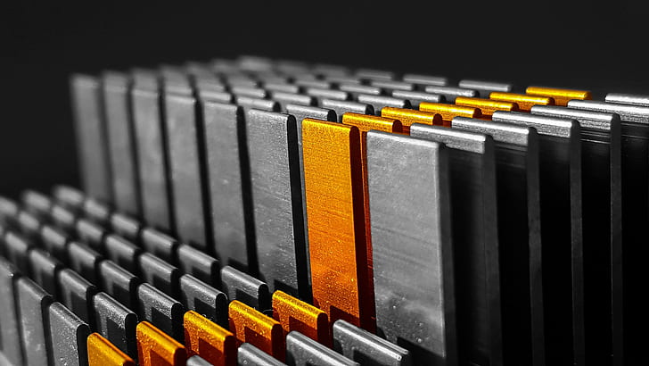 oranye, logam, perak, latar belakang sederhana, Wallpaper HD
