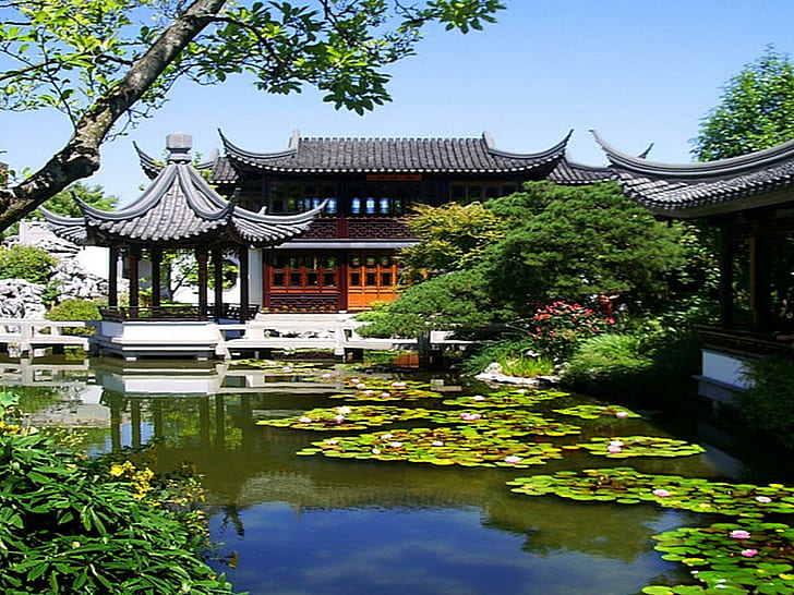 The Chinese Garden, lovely, cool, amazing, fascinating, awesome, beauty, animals, HD wallpaper