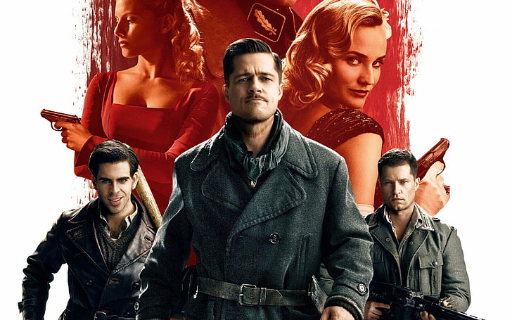 Sfondo di Brad Pitt, Brad Pitt, Bastardi senza gloria, La seconda guerra mondiale, Quentin Tarantino, Sfondo HD