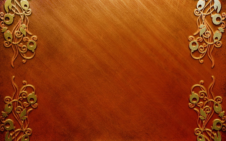 brown and gold borderline illustration, pattern, background, surface, wood, HD wallpaper