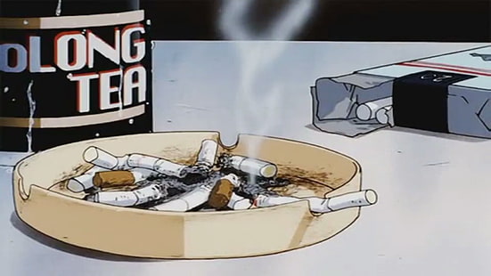 сигарета, пепел, пепельница, аниме арт, дым, HD обои HD wallpaper