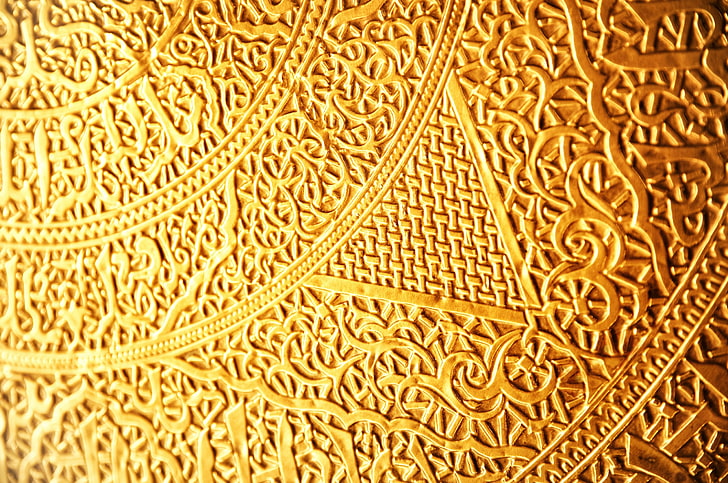 gold-colored scrolled art, gold, pattern, ligature, runes, weaving, ancient, plexus, HD wallpaper