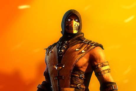 วอลล์เปเปอร์ดิจิตอล Mortal Kombat Scorpion นักสู้แมงป่องนินจานรก Mortal Kombat x, วอลล์เปเปอร์ HD HD wallpaper