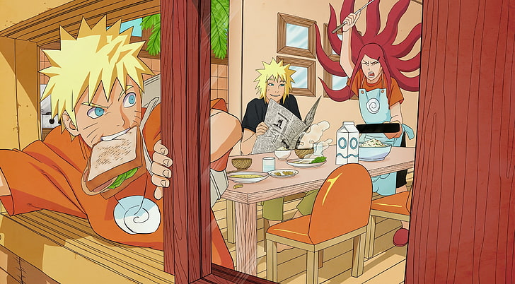 Naruto - Die Uzumaki Familie, Uzumaki Naruto, Minato und Kushina digitale Tapeten, Künstlerische, Anime, Naruto, Naruto Shippuden, Minato, HD-Hintergrundbild