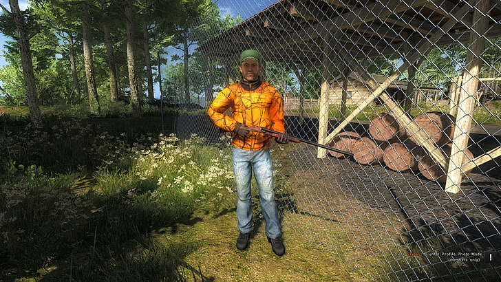 мужская оранжевая куртка, охота, HD обои