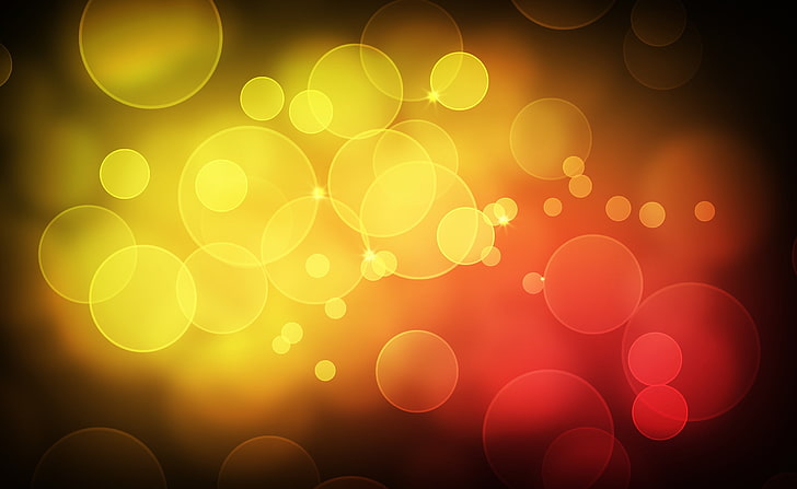 Yellow Red Bubbles HD Wallpaper, wallpaper digital kuning dan oranye bokeh cahaya, Aero, Bokeh, Abstrak, Lingkaran, Cahaya, Desktop, Latar Belakang, Titik, seni digital, titik-titik, Wallpaper HD