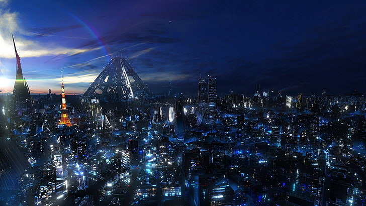 anime, city, future, gallery, guilty, HD wallpaper