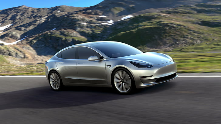 Tesla Model 3 Prototype, berline, voitures électriques, Elon Musk, Fond d'écran HD