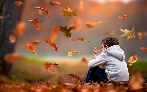 Emptiness Boy, felpa con cappuccio grigia da ragazzo, Baby,, cute, autumn, boy, sadness, Sfondo HD HD wallpaper