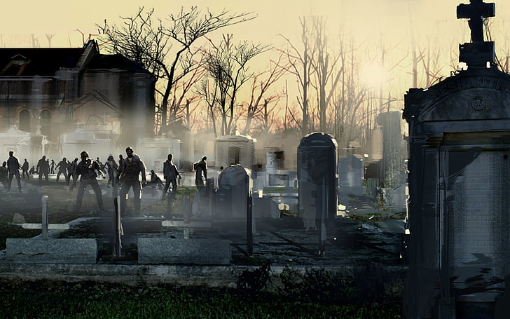 graveyard, zombies, HD wallpaper