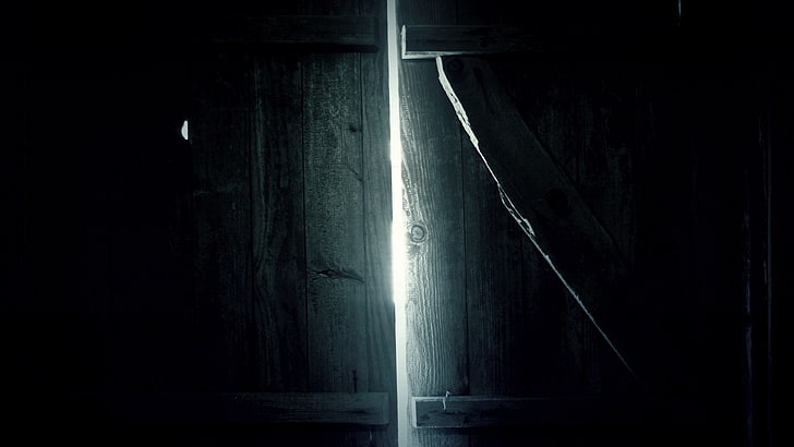 dark, dark background, wooden surface, door, wood, sunlight, HD wallpaper