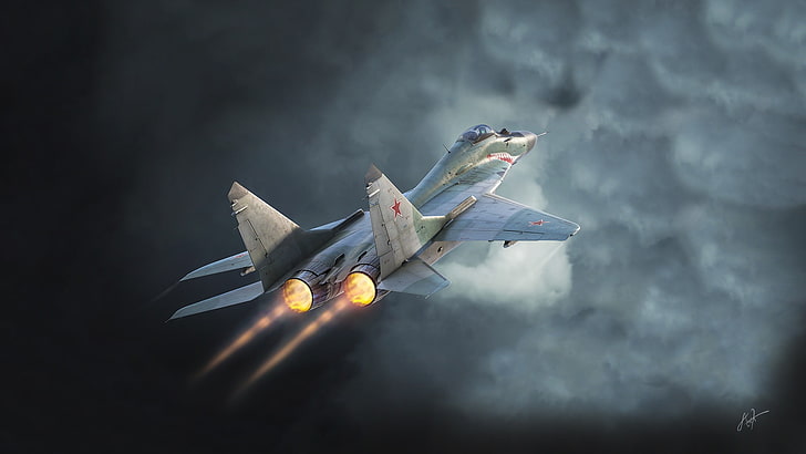The sky, The plane, Fighter, Clouds, Russia, MiG, The MiG-29, MiG 29, Fulcrum, Flies, Antonis Karidis, Nozzle, by Antonis Karidis, by Antonis (rOEN911) Karidis, Mig29, by rOEN911, HD wallpaper