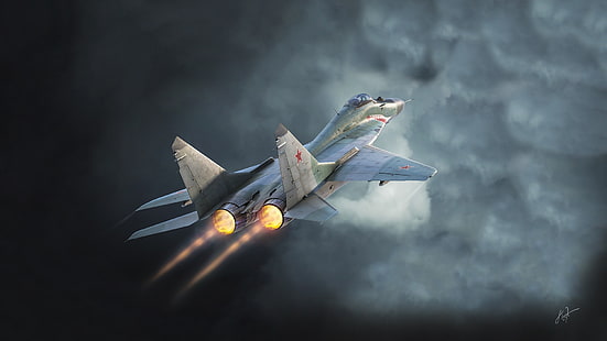 The sky, The plane, Fighter, Clouds, Russia, MiG, The MiG-29, MiG 29, Fulcrum, Flies, Antonis Karidis, Nozzle, by Antonis Karidis, by Antonis (rOEN911) Karidis, Mig29, by rOEN911, HD wallpaper HD wallpaper