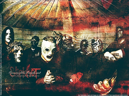 Илюстрация на група Slipknot, Slipknot, хеви метъл, хард рок, музика, HD тапет HD wallpaper