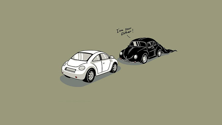 I am your father, 2 white and black bettle cars artwork, funny, 1920x1080, HD  wallpaper | Wallpaperbetter