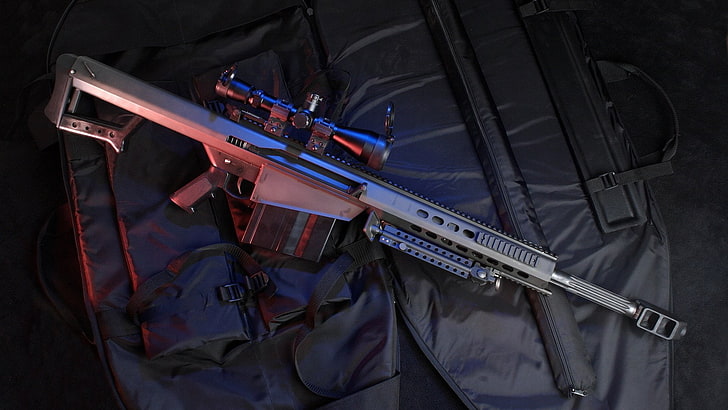 ปืนไรเฟิลบาร์เร็ตต์สีเทาและสีดำพร้อมขอบเขตอาวุธปืนไรเฟิลปืนบาร์เร็ตต์ M82, วอลล์เปเปอร์ HD