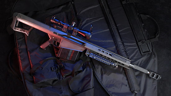 senapan laras abu-abu dan hitam dengan lingkup, Senjata, Senapan Sniper, Barrett M82, Wallpaper HD HD wallpaper