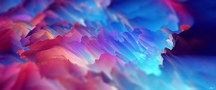 dreamcape, пространство, абстрактно, 3D абстрактно, Кино 4D, цветно, синьо, розово, HD тапет HD wallpaper