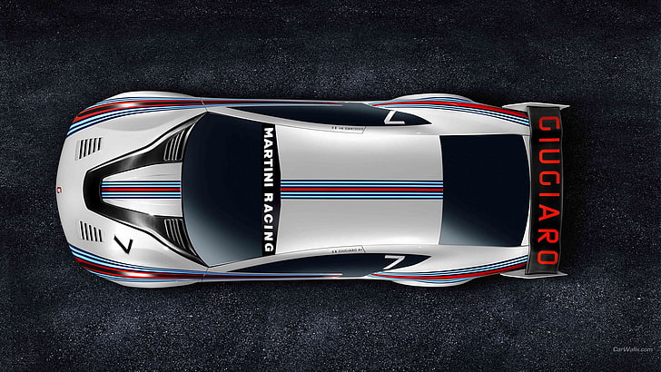 biało-czarny samochód zdalnie sterowany Martini Racing, Italdesign Brivido Martini Racing, supersamochody, samochód, Tapety HD
