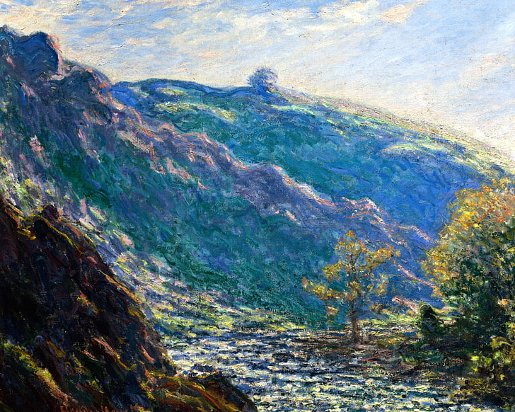 paisagem, imagine, Claude Monet, A Velha Árvore.Luz do sol no Petit Cruese, HD papel de parede